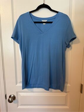 Caslon Soft V-Neck Tee in Light Blue